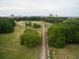Eiguliai district aerial view in Kaunas Lithuania