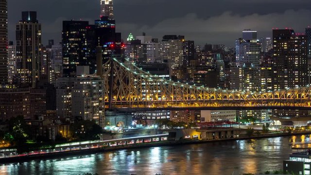 Queensboro Bridge and Manhattan, New York City Night Timelapse