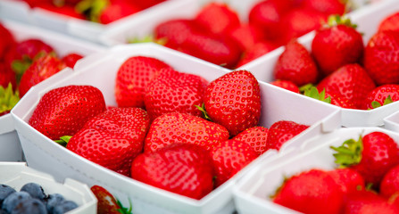 Strawberries in white containers