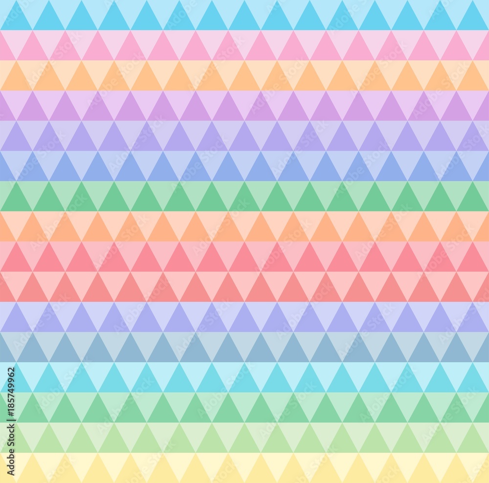 Poster Seamless triangle pattern. Geometric abstract texture background. Rainbow and colorful pastel color. Vector illustration