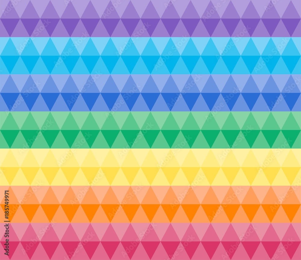 Poster Seamless triangle pattern. Geometric abstract texture background. Rainbow and colorful pastel color. Vector illustration