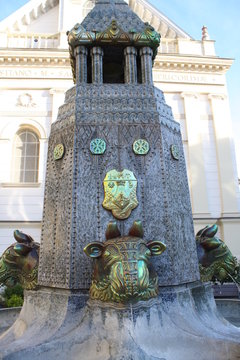 The Zsolnay Fountain In Pecs, Southern Transdanubia, Hungary.