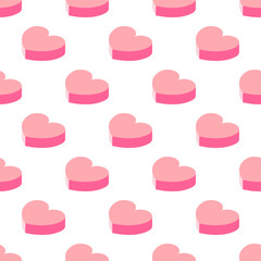 Seamless pattern. The image of the heart in isometric projection.