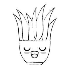 house plant in pot kawaii character vector illustration design