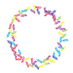 Sale Banner Confetti. Vector Falling Discount Prices -10, -20, -30, -40, -50, -70, -90 Sticker. Holidays Shopping Promotion Ads. Rebate Badge, Price Discount Cool Sale Banner, Border or Frame