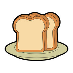 breakfast dish with bread slices isolated icon vector illustration design