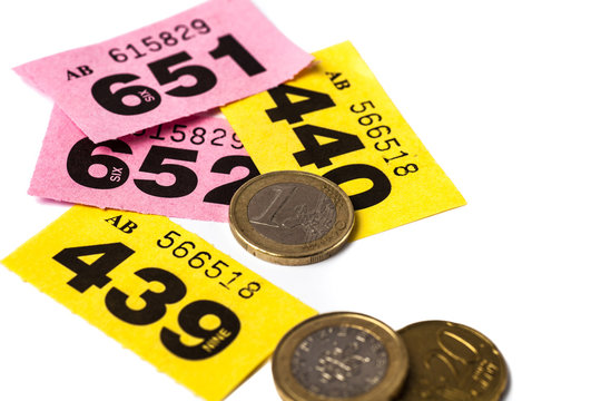 Yellow and Pink Raffle Tickets with Euro Coins