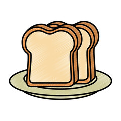 breakfast dish with bread slices isolated icon vector illustration design