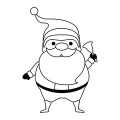 cute santa claus with bell kawaii character vector illustration design