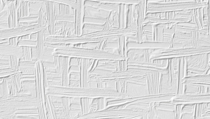 White background with a paint texture. Wall with a pattern of strips of plaster.
