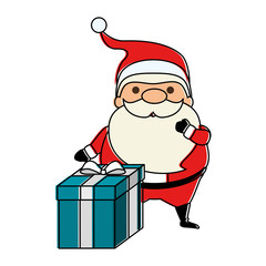 cute santa claus with gift kawaii character vector illustration design