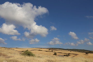 View of Cyprus mountains and beautiful sunny sky with clouds
