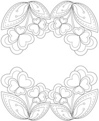 Black and white heart flower plant border.