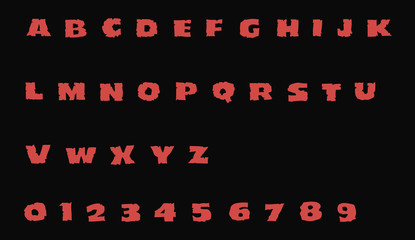 Red Horror Font - Vector alphabet and numbers