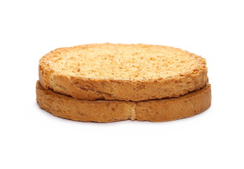 pile rusks with wholewheat flour, bread sliced isolated on white background