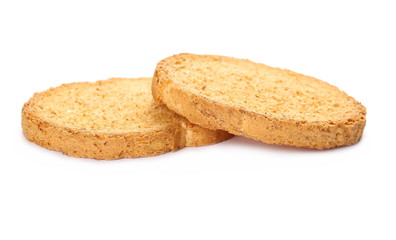 pile rusks with wholewheat flour, bread sliced isolated on white background