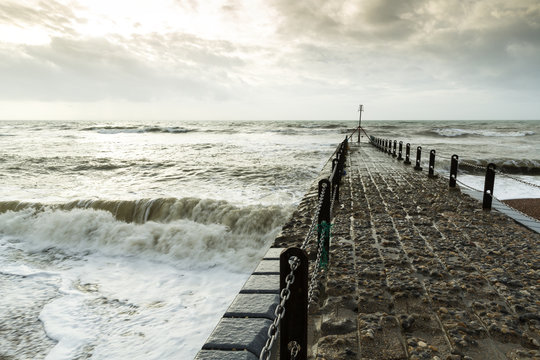 Atmospheric and Moody Photograph of Stone Pier at Brighton, East Sussex, England, UK