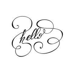 Lettering Hello. Vector illustration.