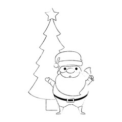 cute santa claus with bell kawaii character vector illustration design