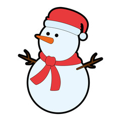 christmas snowman kawaii character vector illustration design