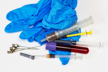 Test tube and syringes