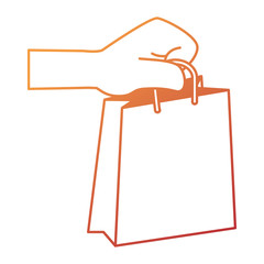 hand with shopping bag isolated icon vector illustration design