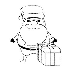 cute santa claus with gift kawaii character vector illustration design