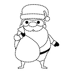 cute santa claus with bag kawaii character vector illustration design