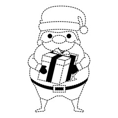 cute santa claus with gift kawaii character vector illustration design