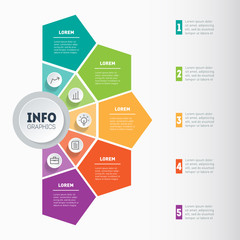 Vector infographic of technology or education process. Business presentation concept with 5 options. Web Template of a info graphics, chart, diagram on light background. Part of the report.