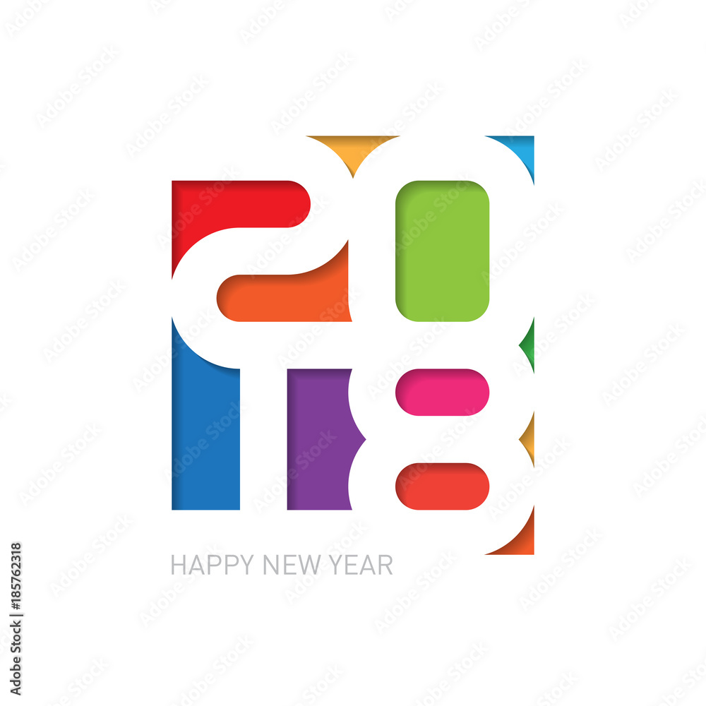 Fototapete happy new year 2018 vector background. cover of business diary or calendar for 2018 with wishes. gre