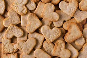 Texture, pattern of some shape hearts cookies, valentines love theme