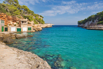 Beautiful bay beach turquoise sea water.Mallorca island