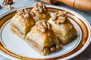 Turkish Traditional Dessert Baklava with Walnuts.
