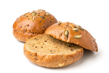 Rolls of bread with seeds for sandwiches