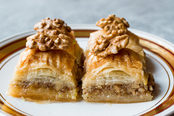 Turkish Traditional Dessert Baklava with Walnuts.
