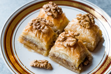 Turkish Traditional Dessert Baklava with Walnuts.
