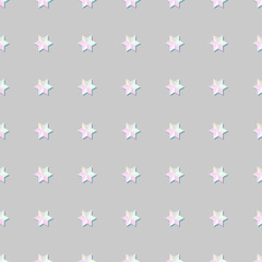 Star seamless pattern in pastel colors. Pearl color with gently gray. Vector illustration.