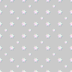 Festive seamless pattern in pastel colors. Pearl color with gently gray. Vector illustration. Star pattern.
