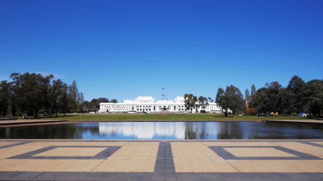 wide shot of the old parliament house in canberra, australia