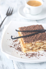 Tiramisu with chocolate topping