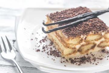 Tiramisu with chocolate topping