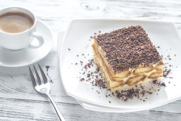 Tiramisu with chocolate topping