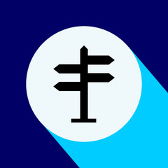 Signpost or pointer flat icon with long shadow. Vector Illustration isolated for graphic and web design.