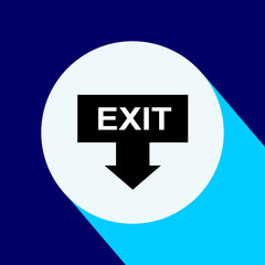 EXIT pointer. Flat icon with long shadow. Vector Illustration isolated for graphic and web design.