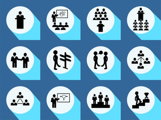 Vector set business or finance icons with long shadow. Vector Illustration isolated for graphic and web design. 