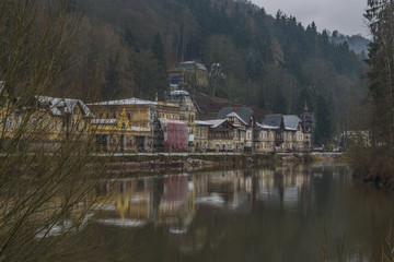 Kyselka spa town with Ohre river