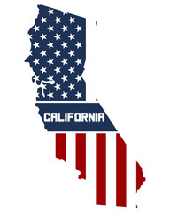 USA flag in California State map