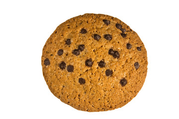 Chocolate chip cookie isolated on white background