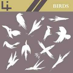 Obraz premium set of graphic vector icons of silhouettes of birds